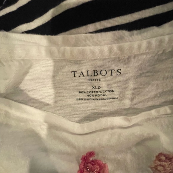Talbots Striped and Floral Embellished Top XLP FREE SHIP - Picture 4 of 4